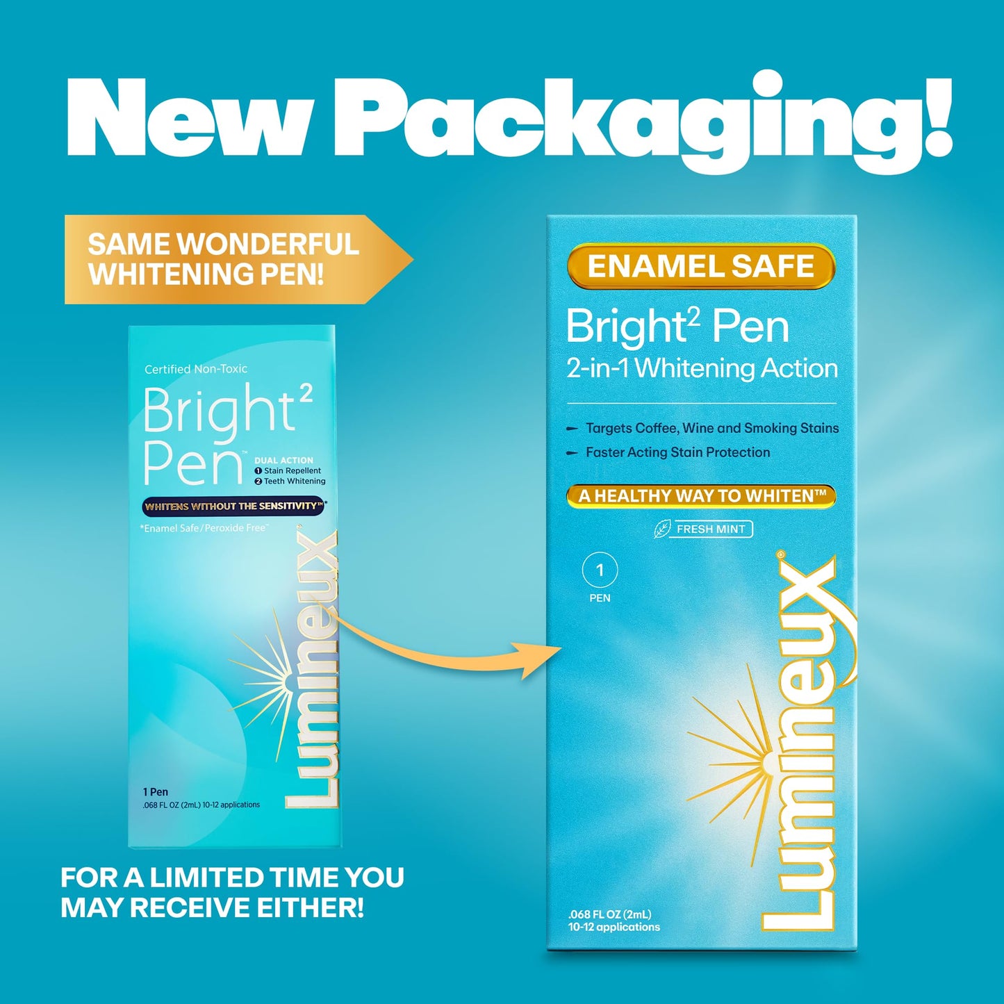 Lumineux 2-in-1 Whitening Pen (1 Pack) – Enamel Safe, Clinically Proven Whitening