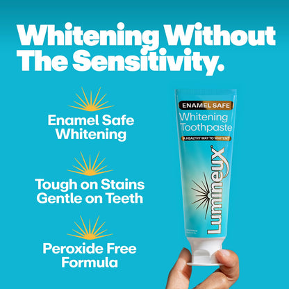 Lumineux Teeth Whitening Toothpaste 2 Pack – Peroxide Free, Enamel Safe, Fluoride Free, No Alcohol | Dentist Formulated 3.75 Oz
