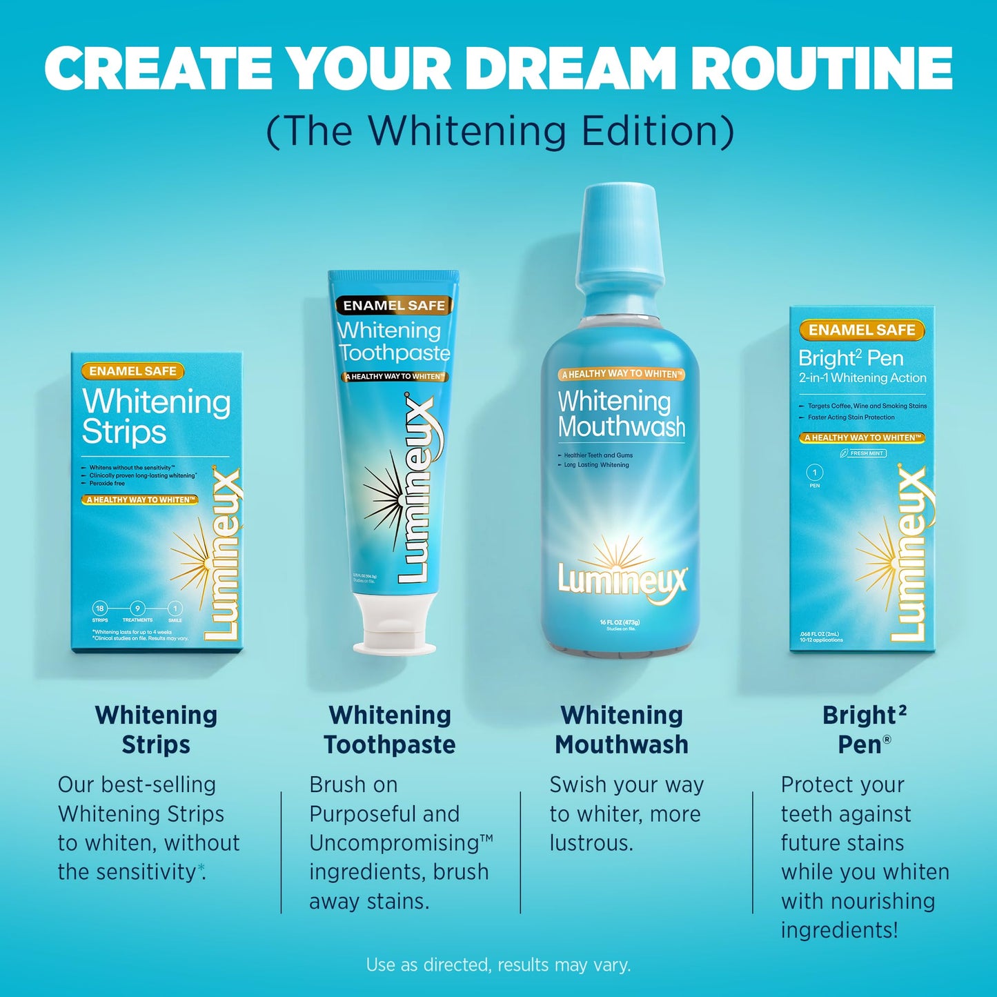 Lumineux Peroxide-Free Whitening Kit | 7 Treatments + Mouthwash, Toothpaste & Bamboo Brush