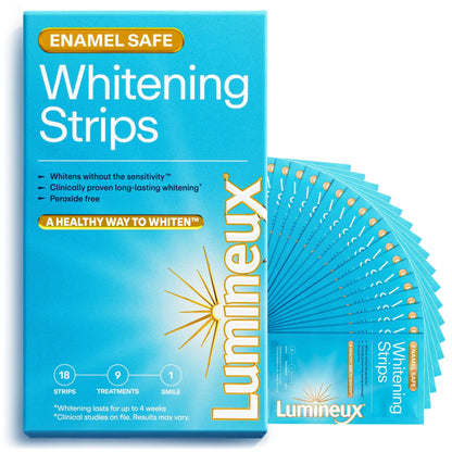 Lumineux Teeth Whitening Strips Kit – 9 Treatments | Peroxide Free, Enamel Safe, Sensitivity Free, Dentist Formulated