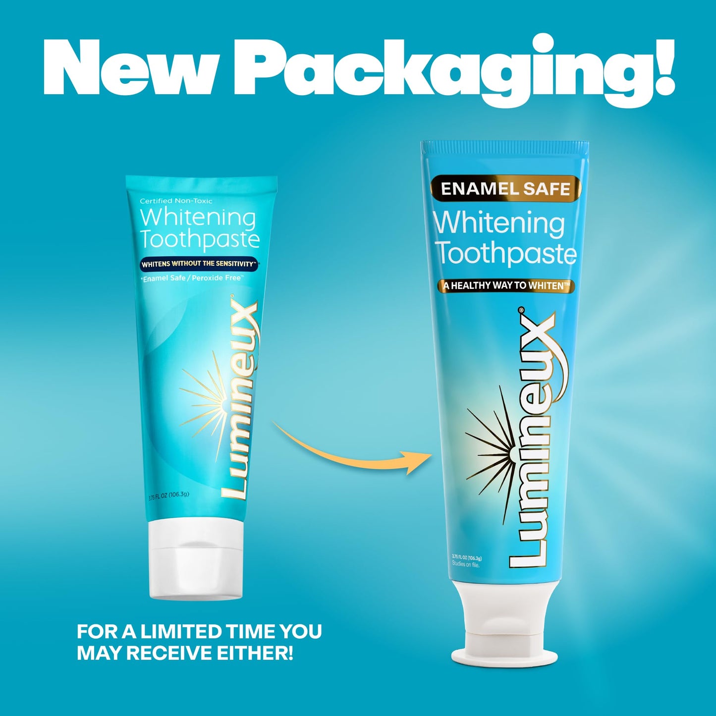 Lumineux Teeth Whitening Toothpaste 2 Pack – Peroxide Free, Enamel Safe, Fluoride Free, No Alcohol | Dentist Formulated 3.75 Oz
