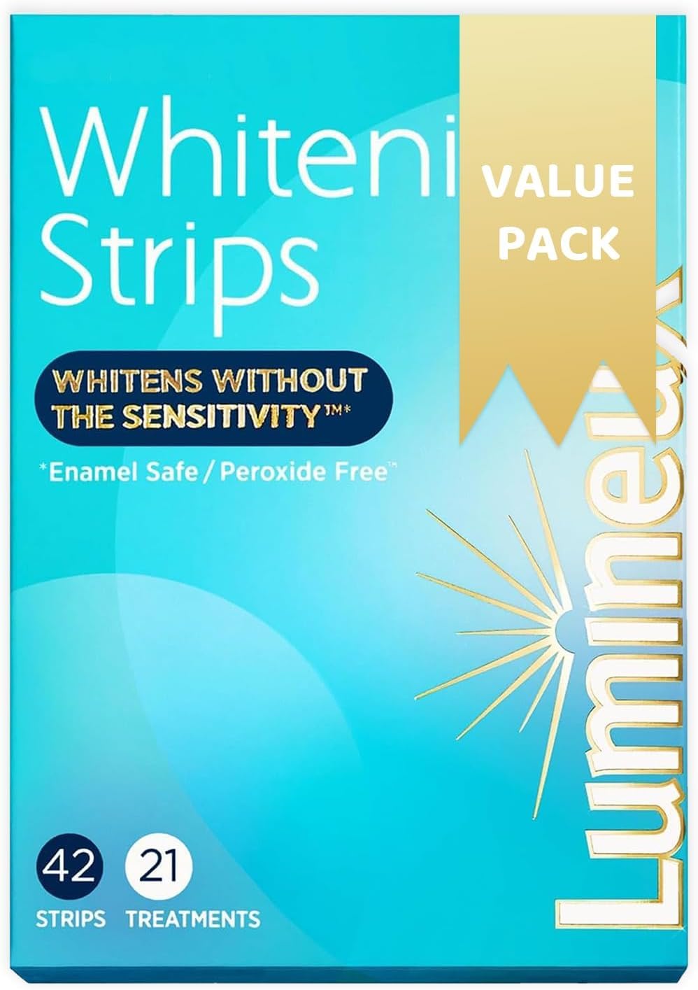 Luminex Teeth Whitening Strips – 21 Treatments (42 Strips) – Enamel-Safe, Peroxide-Free