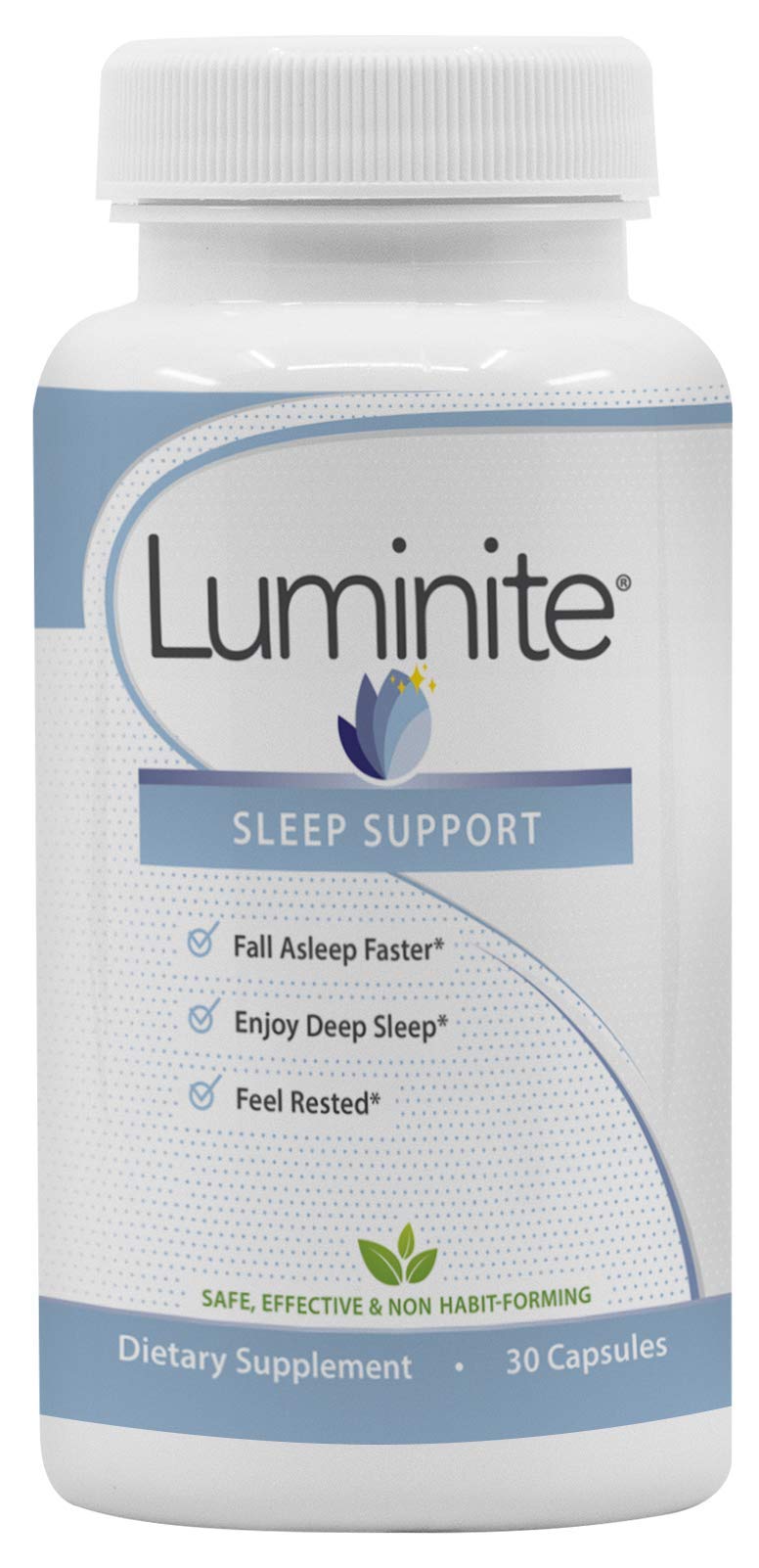 Luminite Sleep Support - Nighttime Sleep Aid with L-Tryptophan, Melatonin, Chamomile | Non-Habit Forming, 30 Count
