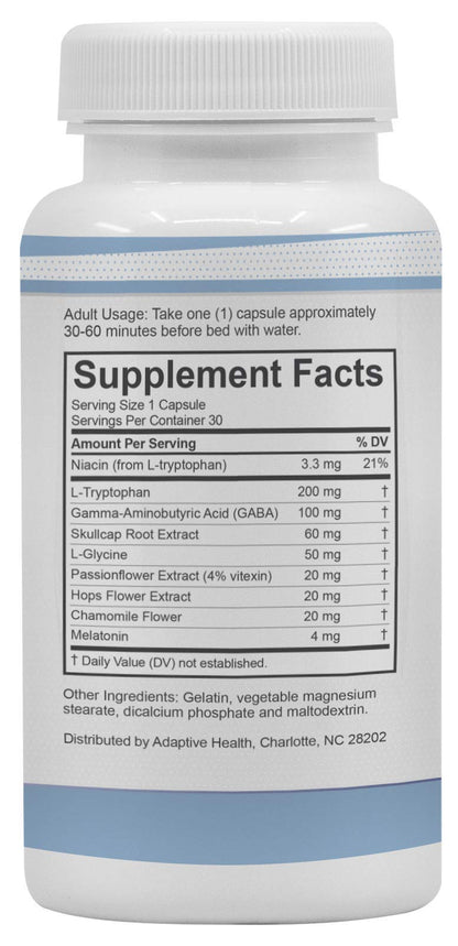 Luminite Sleep Support - Nighttime Sleep Aid with L-Tryptophan, Melatonin, Chamomile | Non-Habit Forming, 30 Count