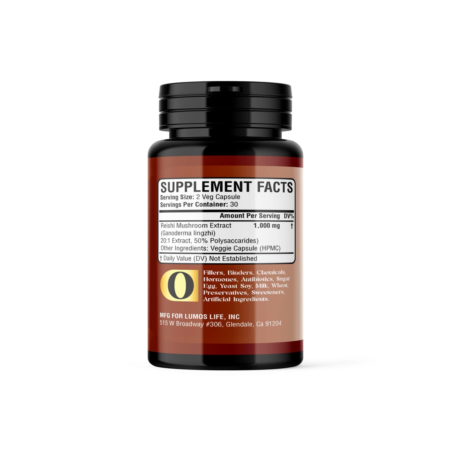 Lumos Life Reishi Mushroom Capsules – Organic, USA Made, 1000 mg