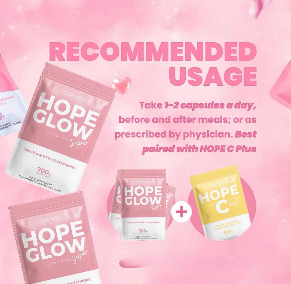 Luna Aura Hope Glow Super 700mg (60 capsules) – Radiant Skin & Wellness