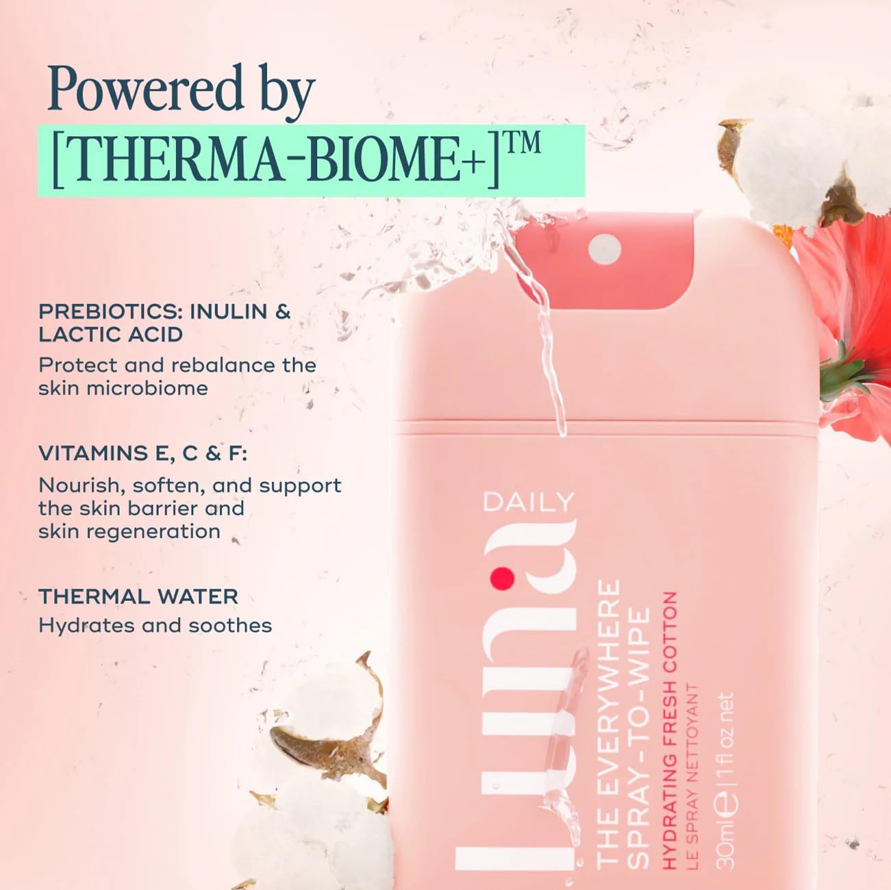 Luna Daily Body Cleansing Spray | Hydrating pH-Balanced Feminine & Body Mist (30ml)