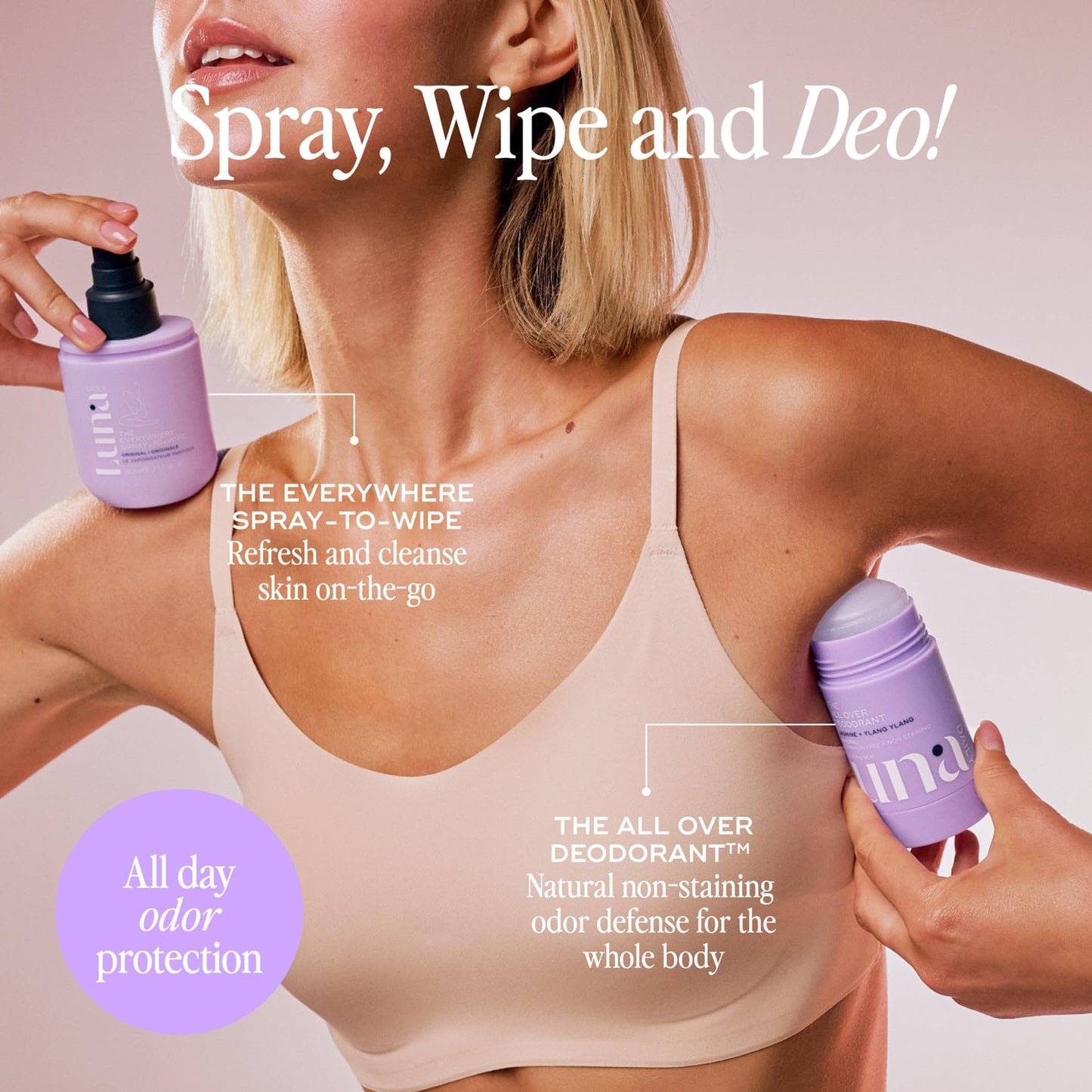 Luna Daily The Everywhere Spray-To-Wipe - Fresh Jasmine + Ylang Ylang | 80ml