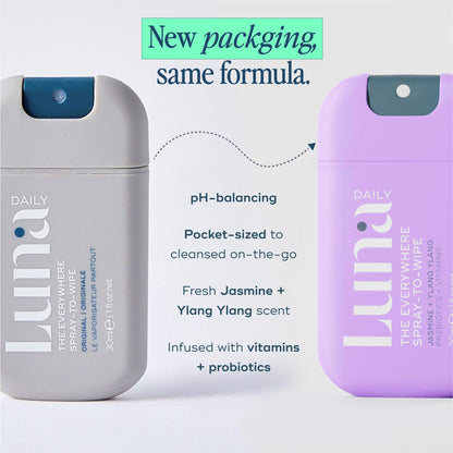 Luna Daily Mini Body Cleansing Spray — pH-Balanced, Hydrating, Odor-Control, Jasmine & Ylang Ylang (30ml)