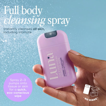 Luna Daily Mini Body Cleansing Spray — pH-Balanced, Hydrating, Odor-Control, Jasmine & Ylang Ylang (30ml)
