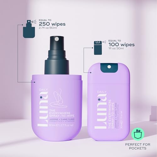 Luna Daily Mini Body Cleansing Spray — pH-Balanced, Hydrating, Odor-Control, Jasmine & Ylang Ylang (30ml)