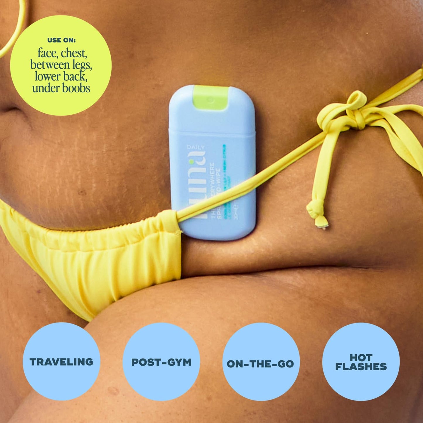 Luna Daily The Everywhere Spray-To-Wipe | Cooling Body Mist & pH-Balanced Feminine Care – 30ml