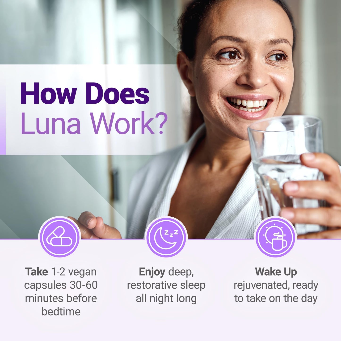 Nested Naturals Luna Sleep Aid – Natural, Non-Habit Forming Sleep Support for Adults | 120 Vegan Capsules