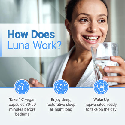 Nested Naturals Luna Sleep Supplement – Melatonin-Free, Non-Habit Forming Sleep Aid with Chamomile, Valerian & L-Theanine | 60 Vegan Capsules