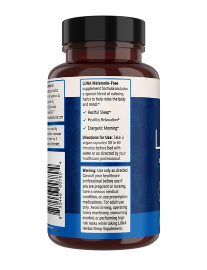 Nested Naturals Luna Sleep Supplement – Melatonin-Free, Non-Habit Forming Sleep Aid with Chamomile, Valerian & L-Theanine | 60 Vegan Capsules