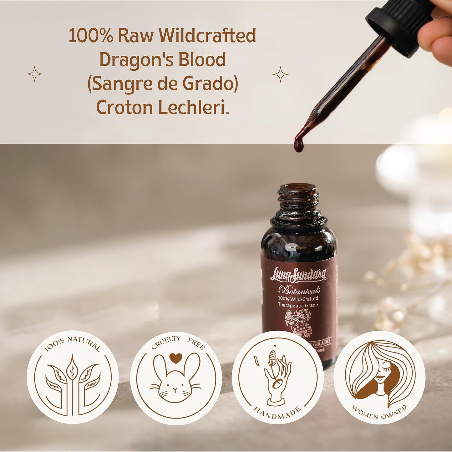 Luna Sundara Dragon's Blood 100% Pure Raw Sangre de Grado 1 Oz – Croton Lechleri, Wild Crafted & Ethically Sourced