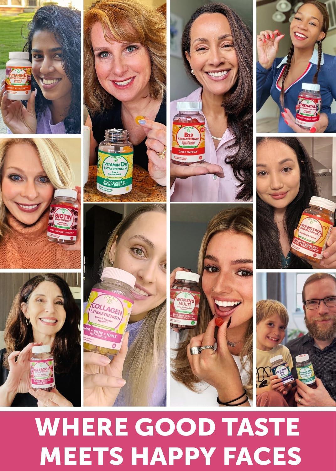 Lunakai USA Made Collagen Gummies for Women & Men Over 50 – Biotin, Vitamin C, Skin Elasticity, Hair & Nails, Joint Support (60ct)