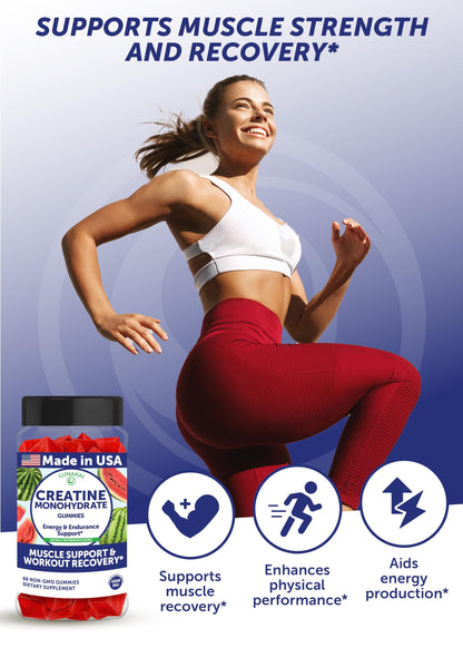 Lunakai USA Made Creatine Monohydrate Gummies – Vegan, 60ct | For Women & Men