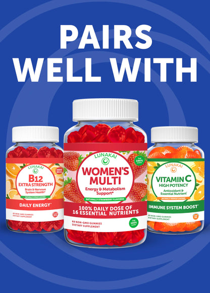 Lunakai Energy Gummies – USA Made Vegan B12 (3000 mcg) 60ct
