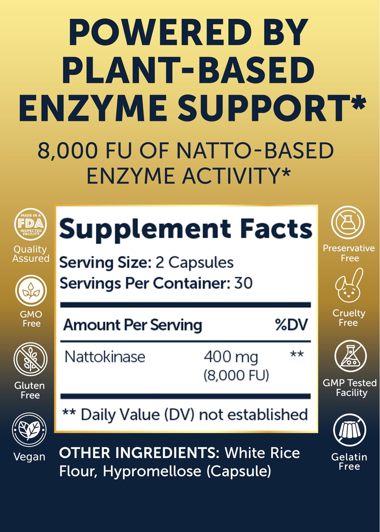 Lunakai USA Nattokinase – 8000 FU/Serving, Heart Support, 60ct, Non-GMO, Vegan