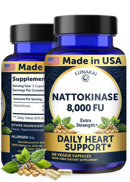 Lunakai USA Nattokinase – 8000 FU/Serving, Heart Support, 60ct, Non-GMO, Vegan