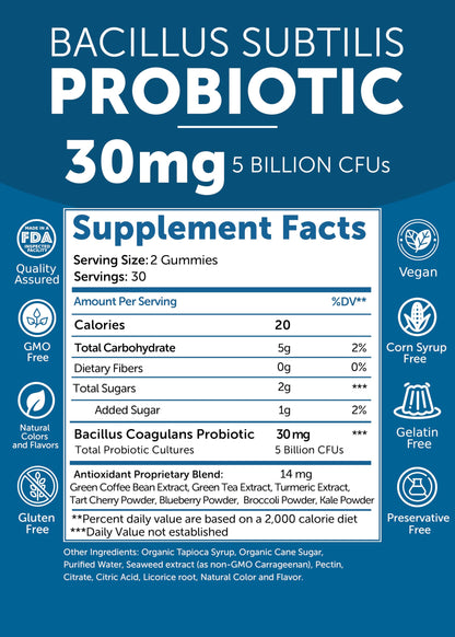 Lunakai Probiotic Gummies – 5 Billion CFUs, USA Made, Vegan, Non-GMO, Gluten-Free | Digestive & Immune Support – 60 Gummies