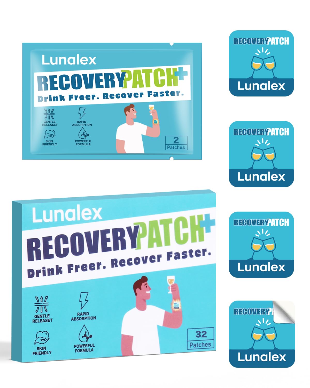 Lunalex Party Recovery Patch 32 Pack – Wake Up Refreshed