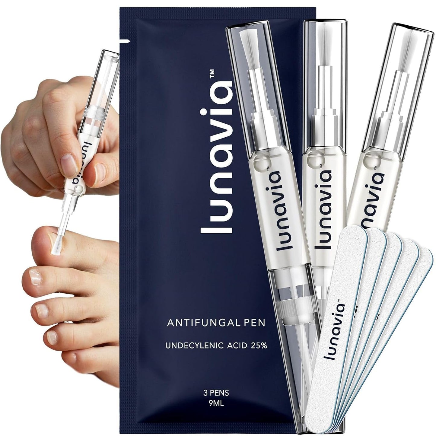 Lunavia Antifungal Pen – 25% Undecylenic Acid + Tea Tree & Aloe (3-Pack, 9ml each)
