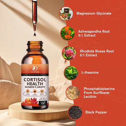 LUCNVEM Cortisol Supplement for Women – Cortisol Reducer & Detox (30 Day Vegan)