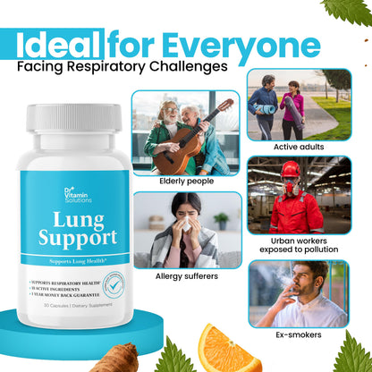 DR VITAMIN SOLUTIONS Lung Detox - 10-in-1 Lung Health Formula (30 Vegan Caps)
