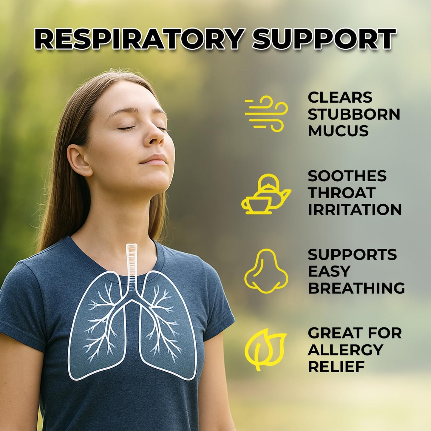 Inhale Mullein Drops for Lungs – Mullein Leaf Extract | Lung Detox & Respiratory Support – Made in USA 4oz