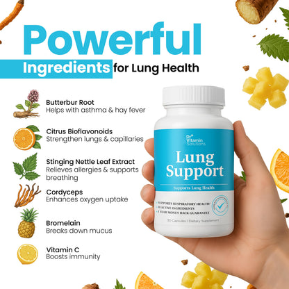 DR VITAMIN SOLUTIONS Lung Detox - 10-in-1 Lung Health Formula (30 Vegan Caps)