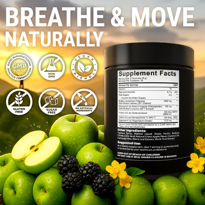 Mullein Gummies with Chlorophyll, D3, K2 & Magnesium – Lung, Immune & Bone Support