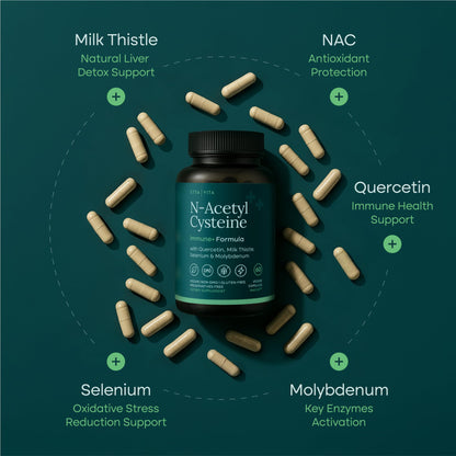 Vegan NAC 600mg Liver Detox & Immune Support | Quercetin, Milk Thistle, Molybdenum & Selenium