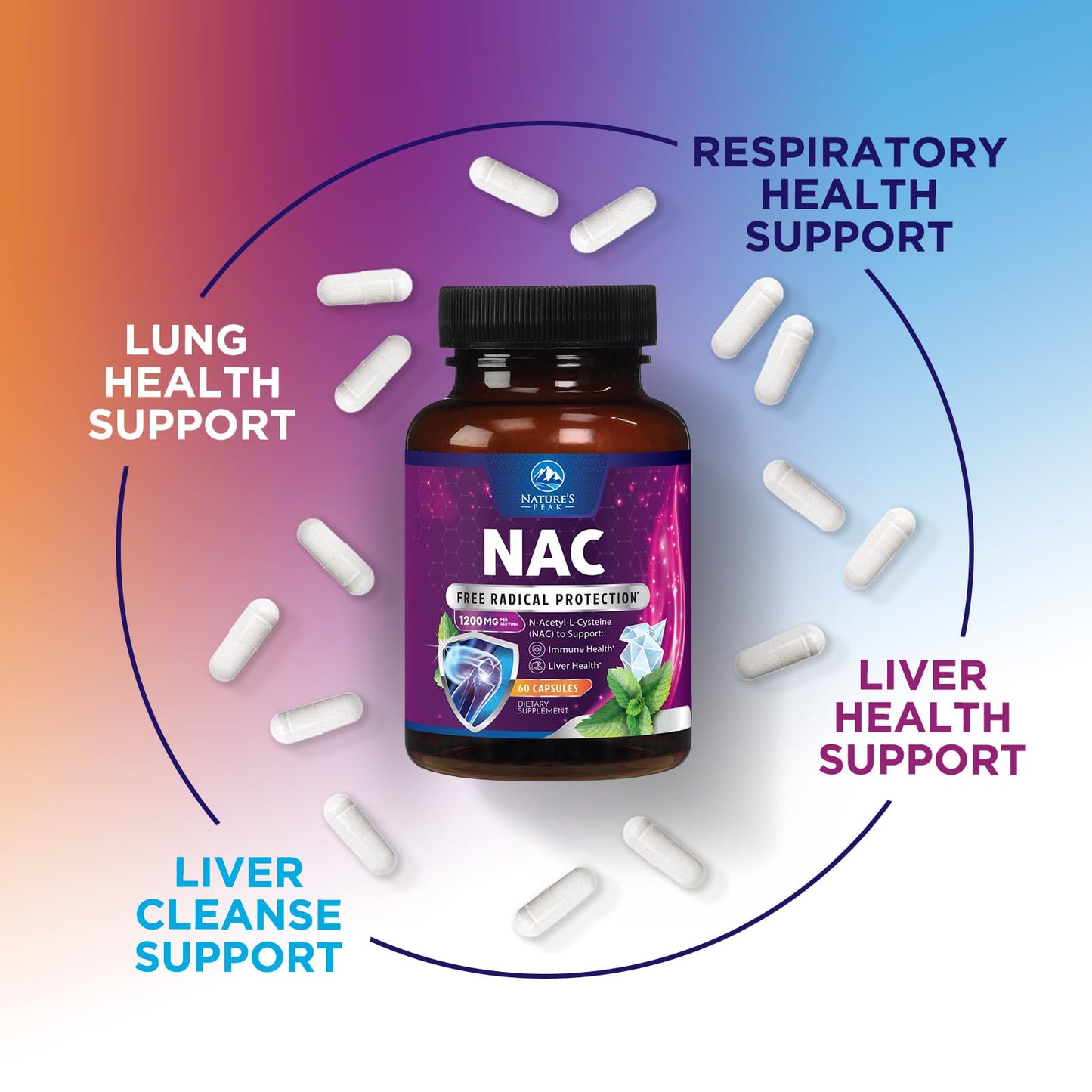 NAC 1200mg Supplement – Immune & Antioxidant Support | Liver & Lung Health – USA Made, 60 Caps