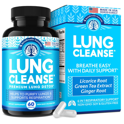 Lung Support Supplement - Natural Lung Cleanse & Detox - Made in USA - 60 Capsules | Vegan