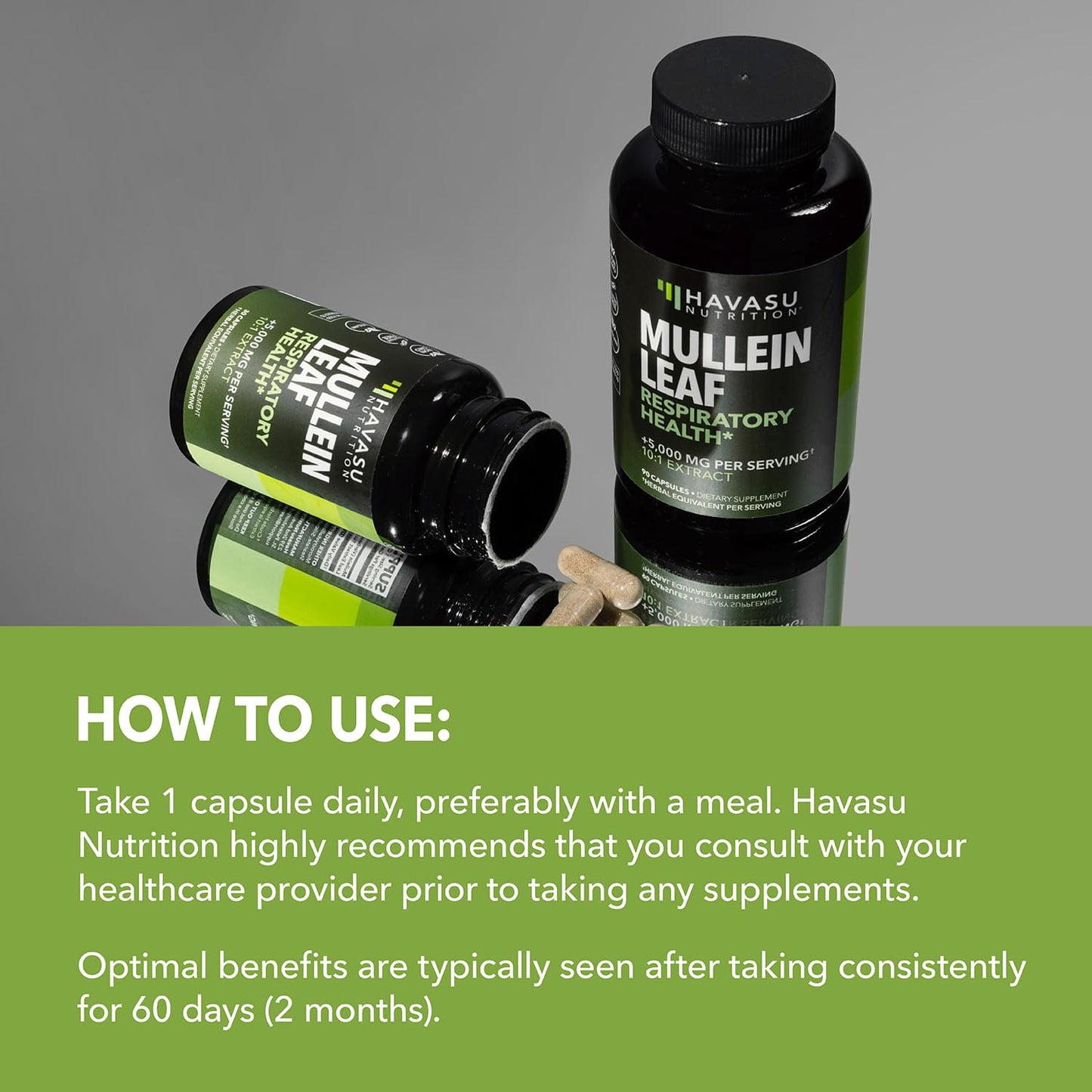 Mullein Leaf Capsules 5000mg 10:1 | Lung Support & Immune Health - 180 Count - Vegan
