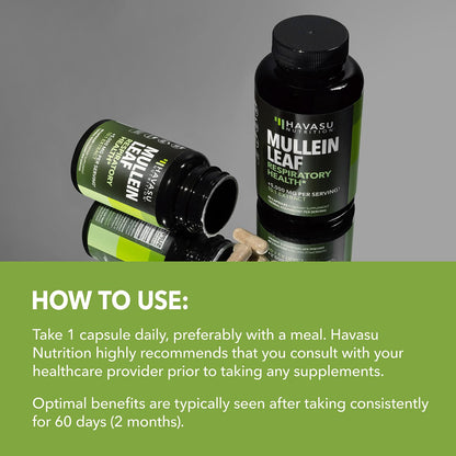 Mullein Leaf Capsules 5000mg 10:1 | Lung Support & Immune Health - 180 Count - Vegan