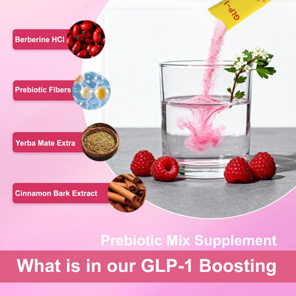 Lunivox GLP-1 Drink Mix – Dual-Action Prebiotic for Gut Wellness & Energy | Non-GMO, Gluten-Free & Vegan | Strawberry Açaí (30 Sticks)