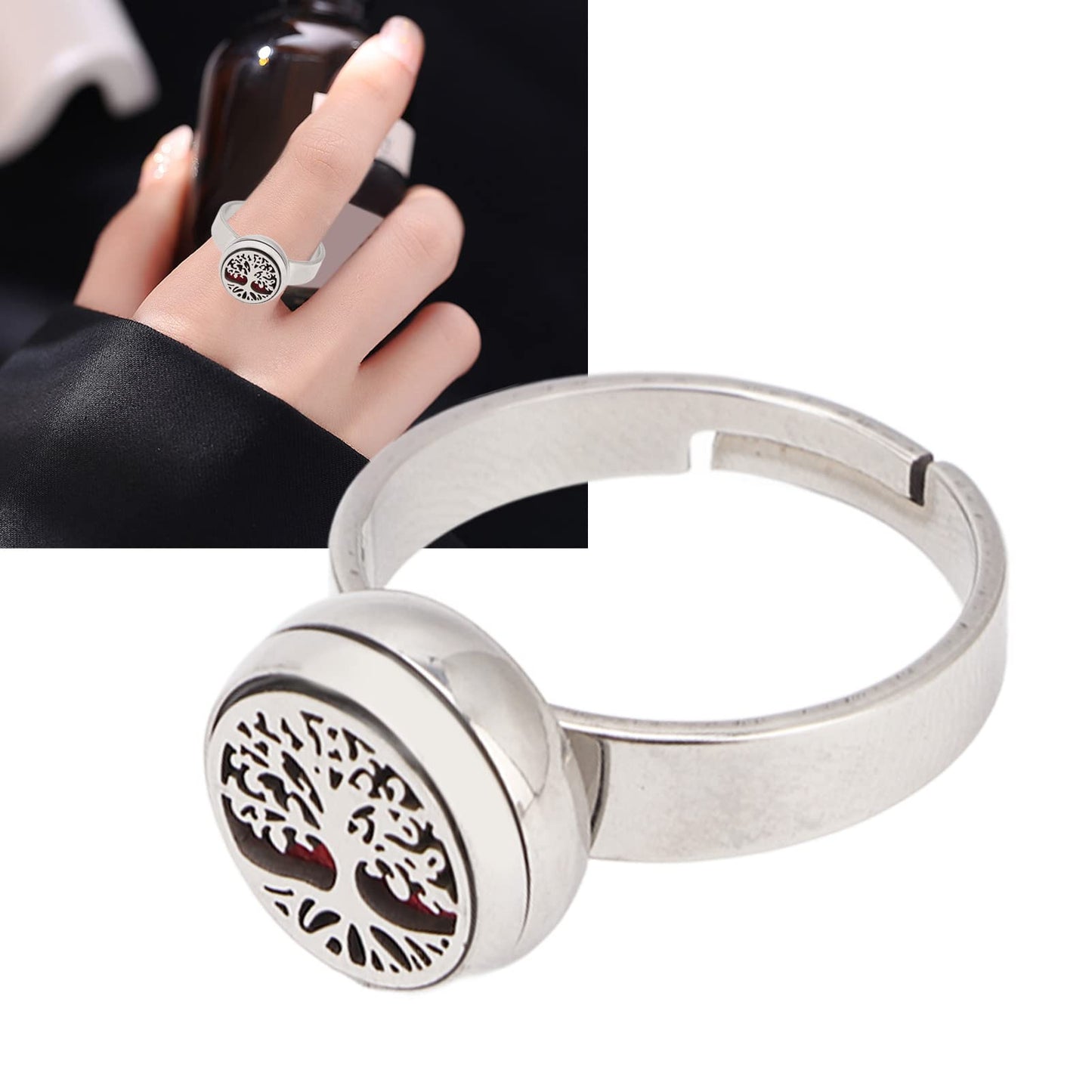Luqeeg Aromatherapy Finger Ring | Stainless Steel Essential Oil Diffuser Ring for Women