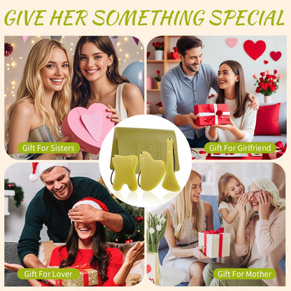 Lusomch 3-Piece Jade Gua Sha Set – Facial Lymphatic Drainage