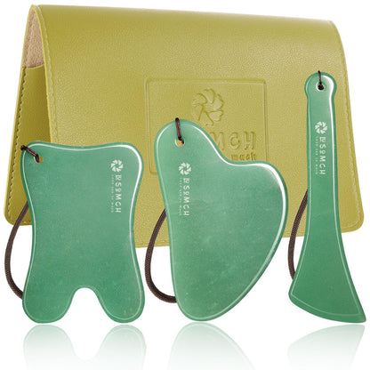 Lusomch Gua Sha Tools – 3pc Natural Jade Gua Sha Kit