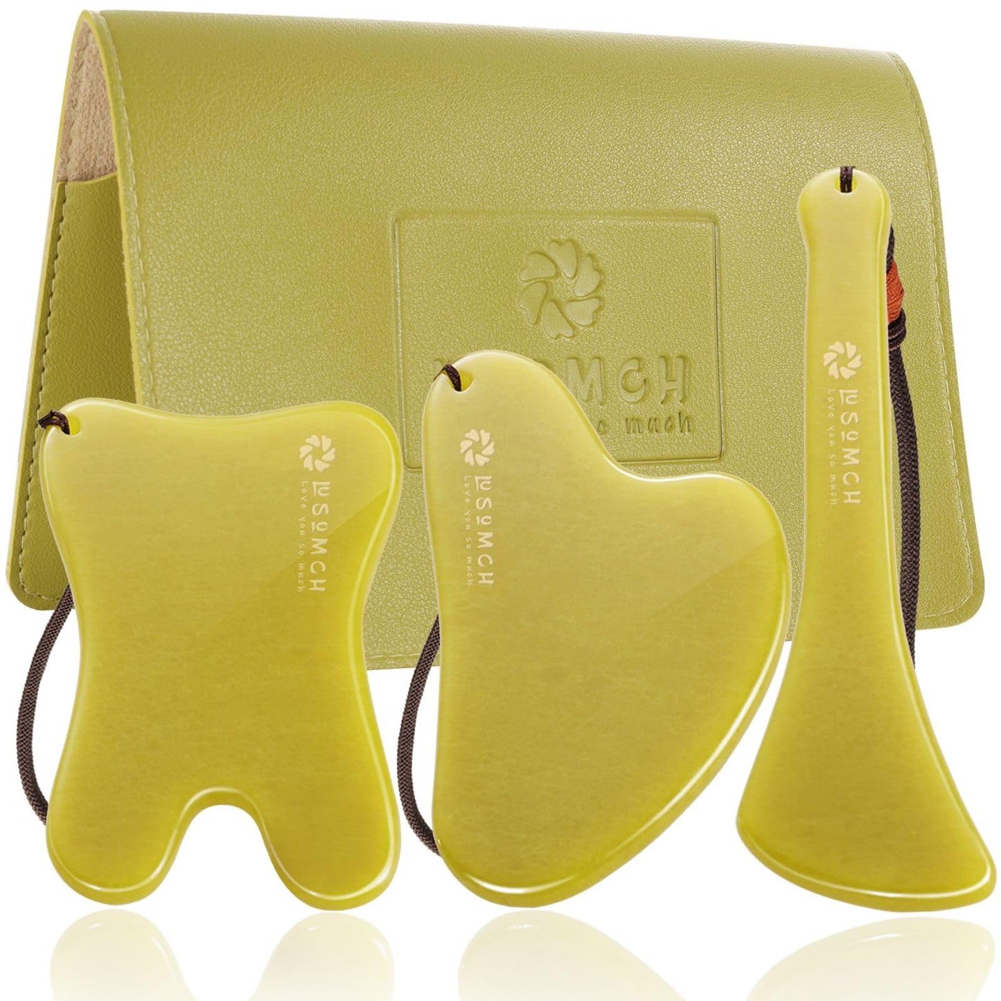 Lusomch 3-Piece Jade Gua Sha Set – Facial Lymphatic Drainage