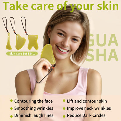 Lusomch 3-Piece Jade Gua Sha Set – Facial Lymphatic Drainage