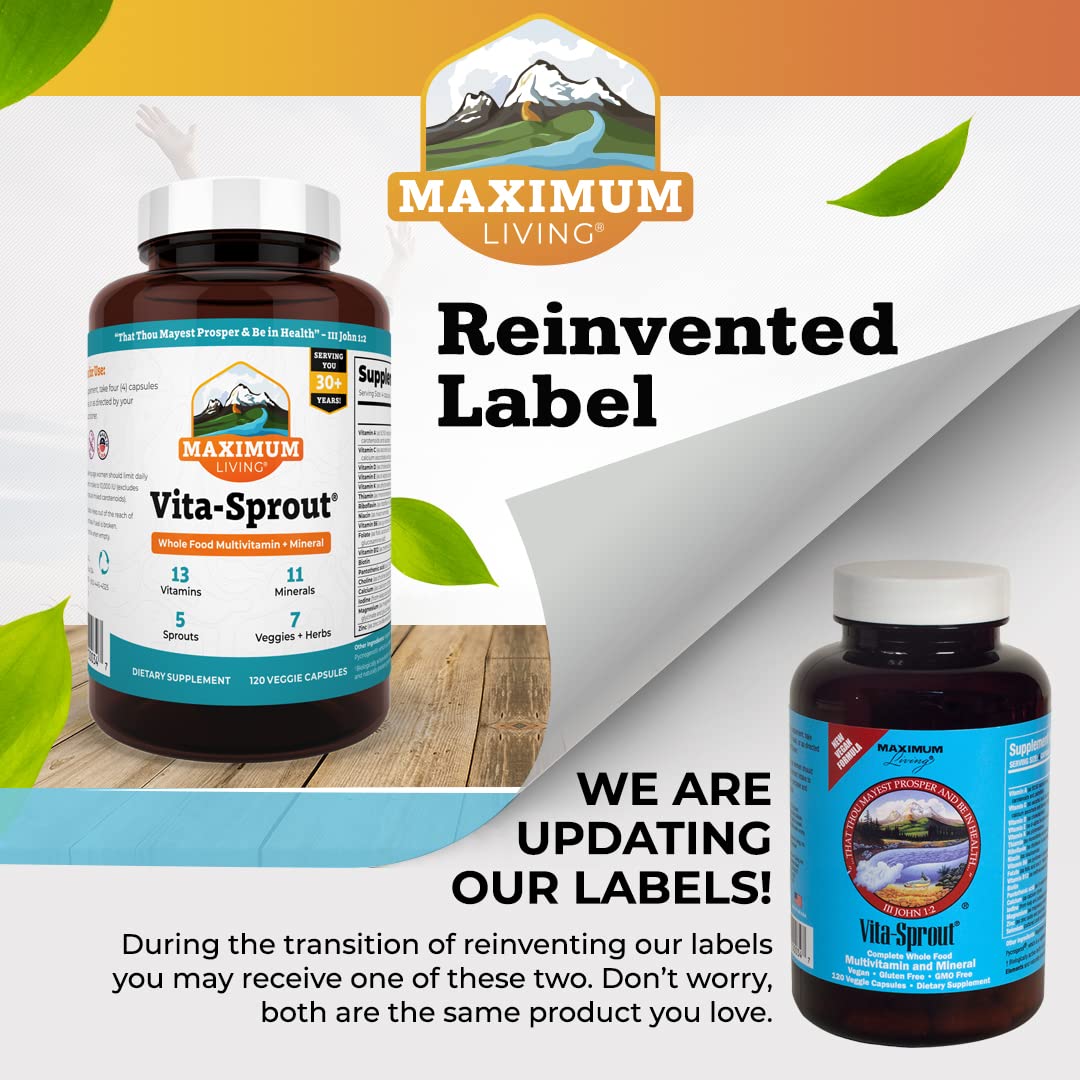 Maximum Living Vita-Sprout Whole-Food Multivitamin & Phytonutrient Blend - 120 Capsules