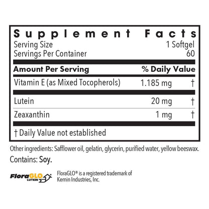 Allergy Research Group Lutein Supplement – 20mg Lutein & Zeaxanthin for Eye Health, 60 Count Softgels