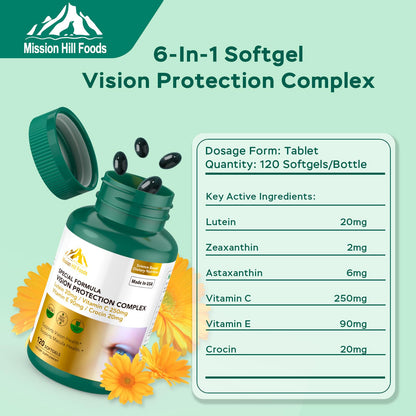 Lutein 20mg & Zeaxanthin — 6-in-1 Vision Protection (120 Softgels)