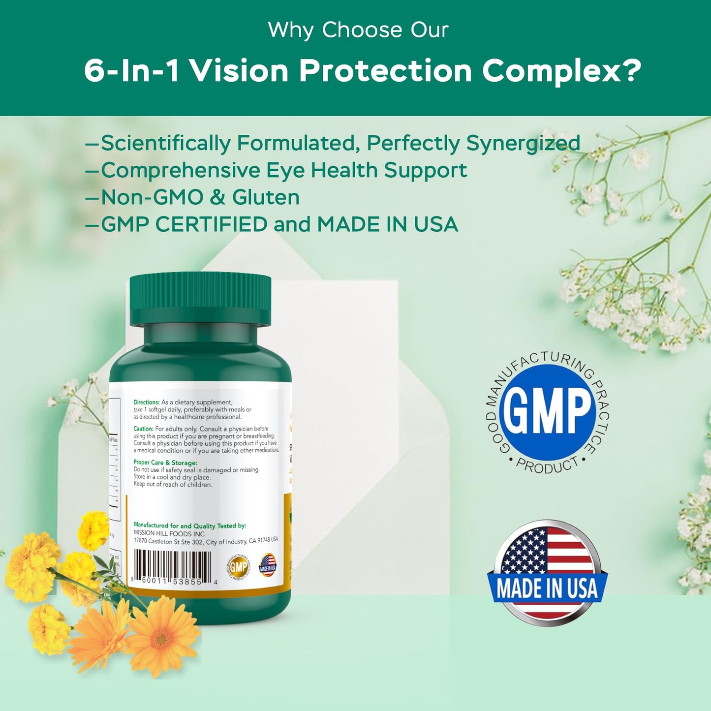 Lutein 20mg & Zeaxanthin — 6-in-1 Vision Protection (120 Softgels)
