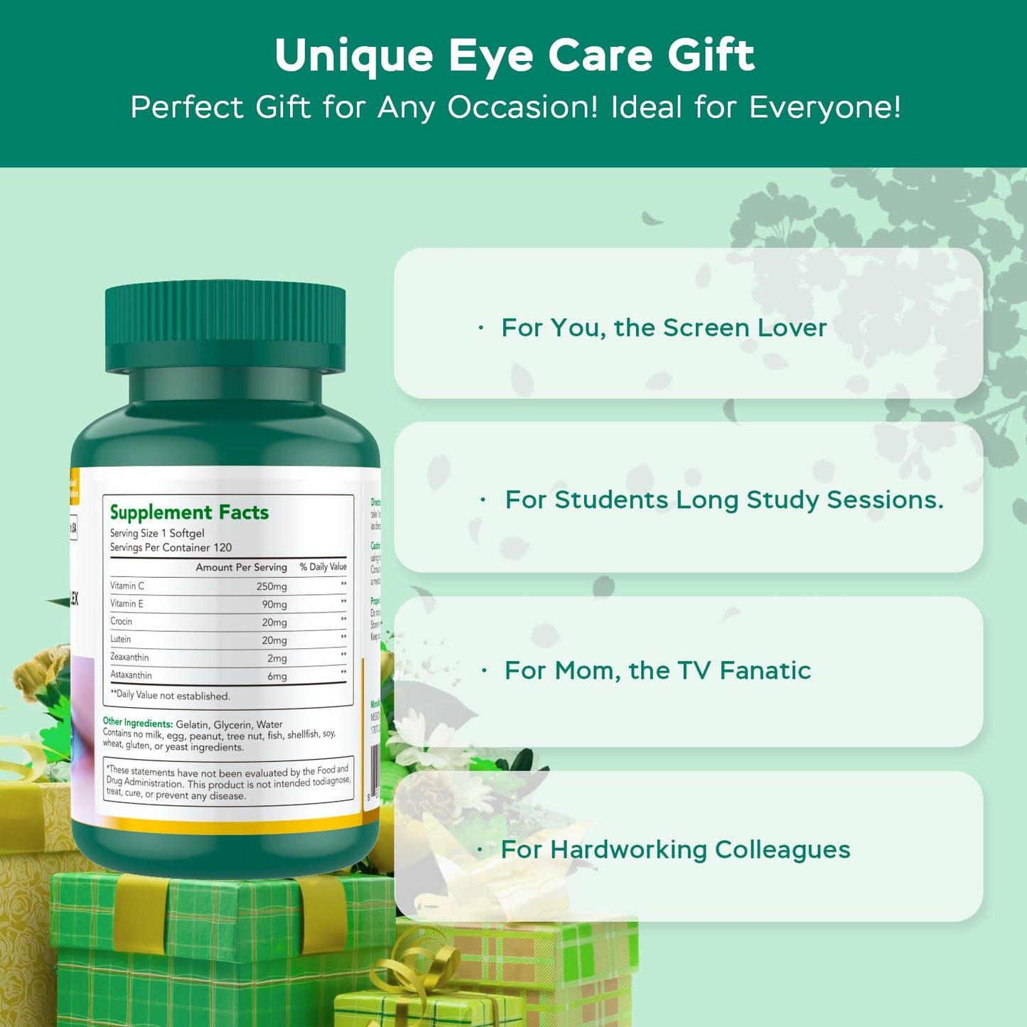 Lutein 20mg & Zeaxanthin — 6-in-1 Vision Protection (120 Softgels)