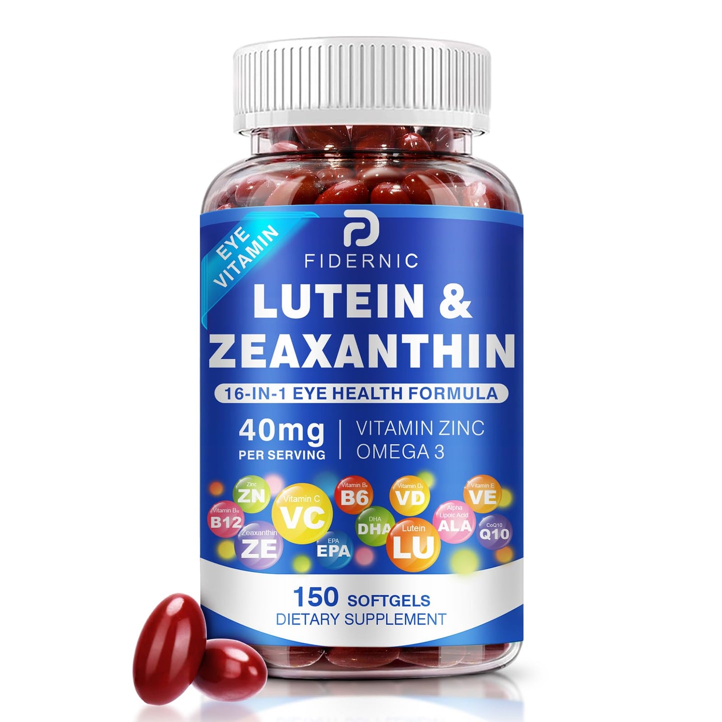 Lutein & Zeaxanthin Eye Vitamins - 40 mg Lutein, 8 mg Zeaxanthin | 150 Softgels